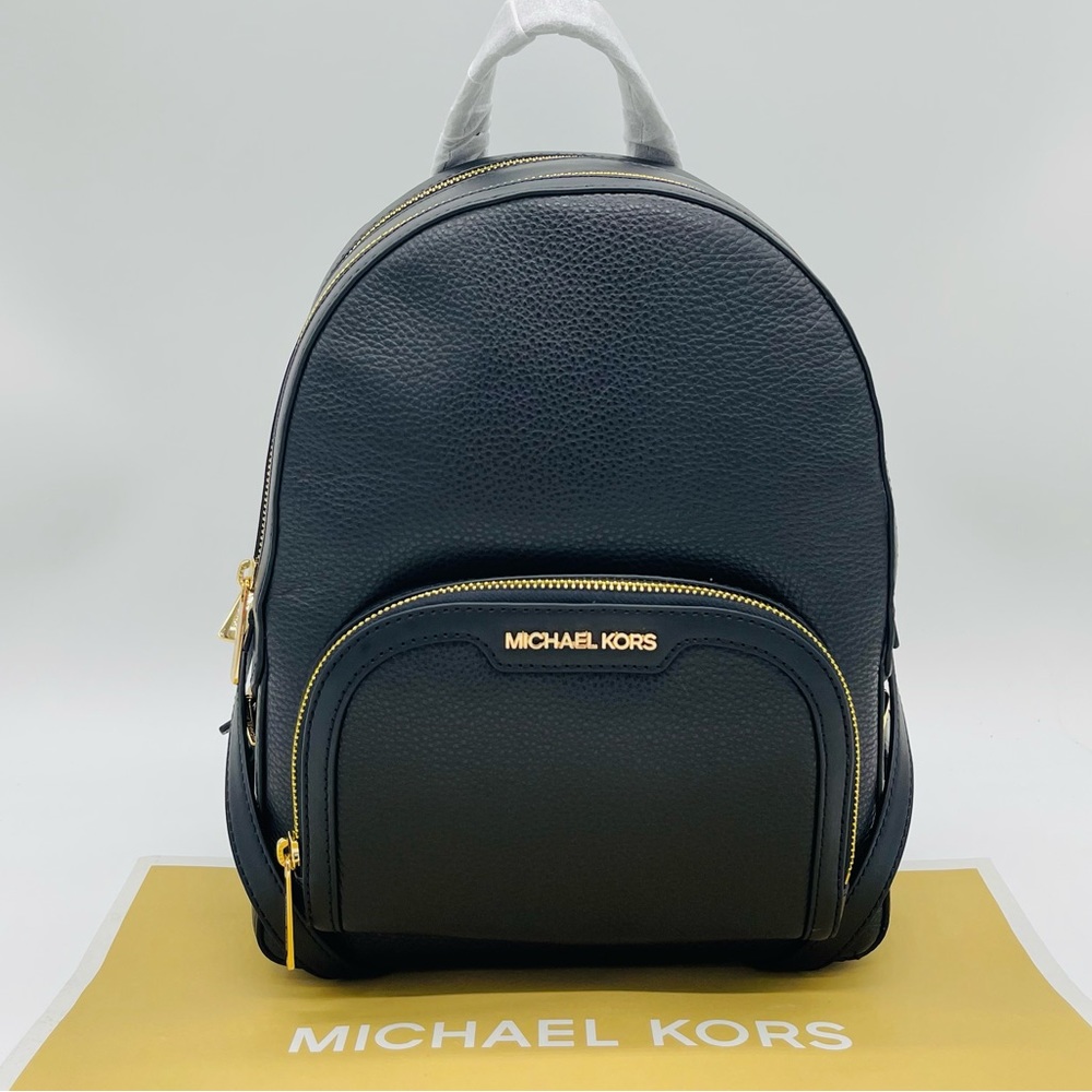 Michael Kors Jaycee Medium Pebbled Leather Backpack Black - Picture 3 of 12